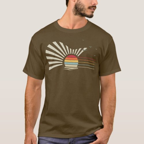 Retro Sunset Acoustic Guitar Nature Guitarist Bir T_Shirt