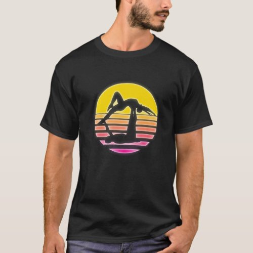 Retro Sunset Aerial Acroyoga T  Vintage Acro Yoga T_Shirt