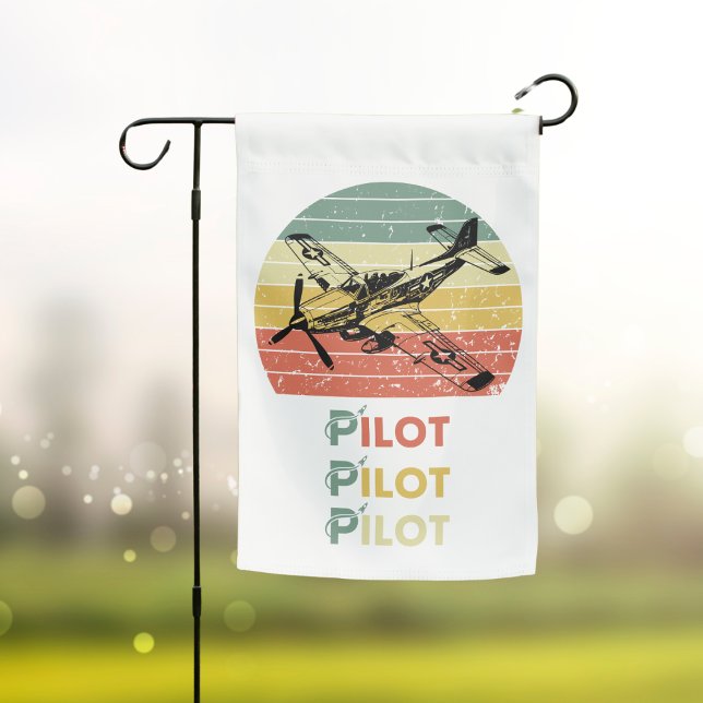 Retro Sunset & Airplane for Pilot,Birthday,Garden, Garden Flag (Creator Uploaded)