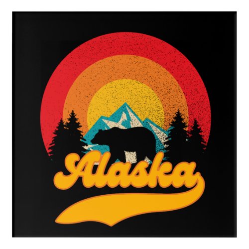 Retro Sunset Alaska Juneau Bear Mountains Wild AK Acrylic Print