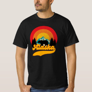 Retro Sunset Alaska Juneau Bear Mountains Wild AK T-Shirt