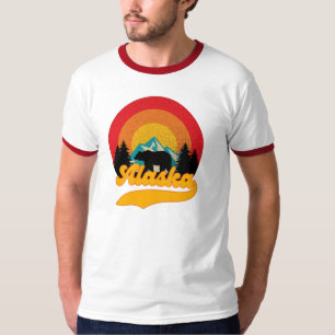 Retro Sunset Alaska Juneau Bear Mountains Wild AK T-Shirt