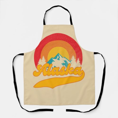 Retro Sunset Alaska Juneau Moose 0Mountains Wild Apron