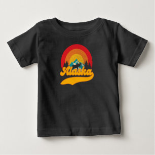 Retro Sunset Alaska Juneau Moose 0Mountains Wild  Baby T-Shirt