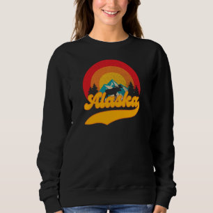 Retro Sunset Alaska Juneau Moose 0Mountains Wild  Sweatshirt