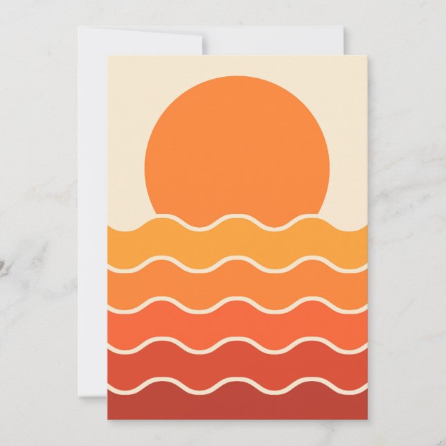 Retro Sunset and Waves Invitation (Front)