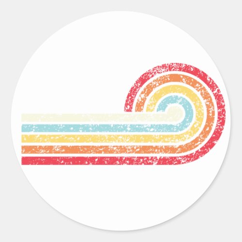 Retro Sunset art Classic Round Sticker