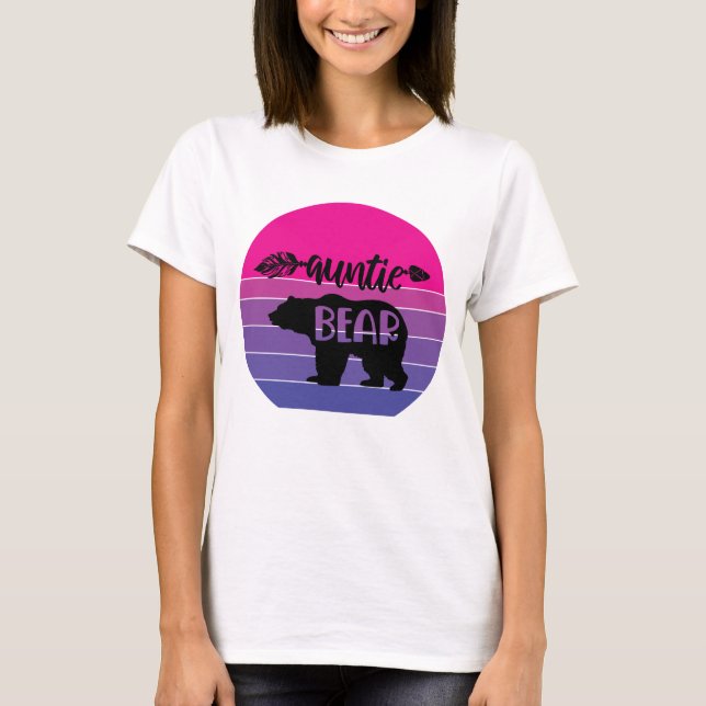 Retro Sunset Auntie Bear T-Shirt (Front)