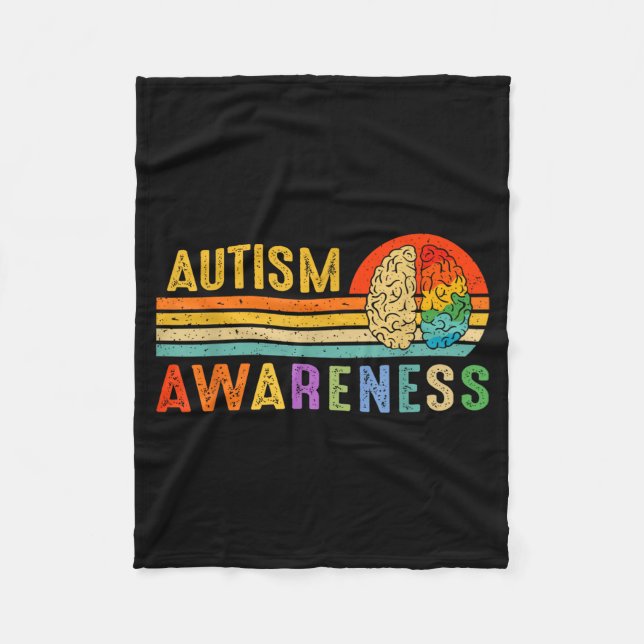 Retro Sunset Autism Awareness Neurodiversity Spect Fleece Blanket (Front)