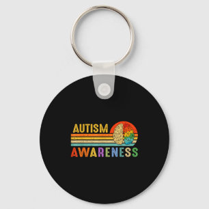 Retro Sunset Autism Awareness Neurodiversity Spect Keychain