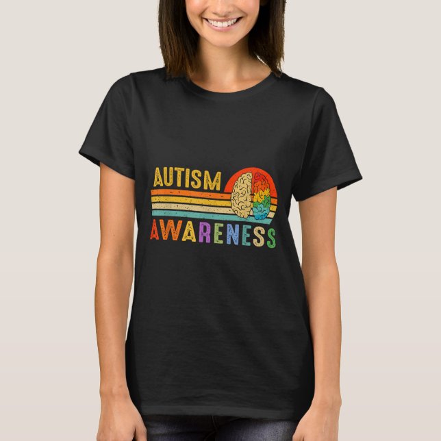 Retro Sunset Autism Awareness Neurodiversity Spect T-Shirt (Front)