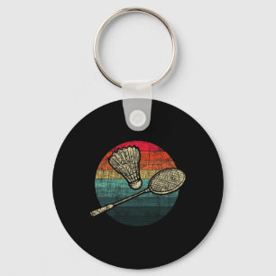 Retro Sunset Badminton - Birdie Shuttle Athletes Keychain