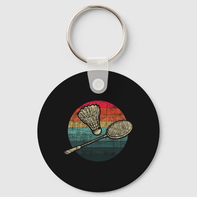 Retro Sunset Badminton - Birdie Shuttle Athletes  Keychain (Front)