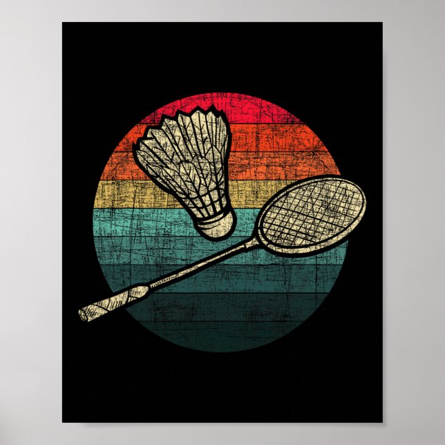 Retro Sunset Badminton - Birdie Shuttle Athletes  Poster (Front)