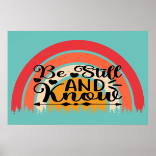 Retro Sunset Be Still And Know Poster