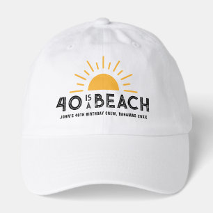 Retro Sunset Beach 40th 50th Birthday Crew Squad Hat