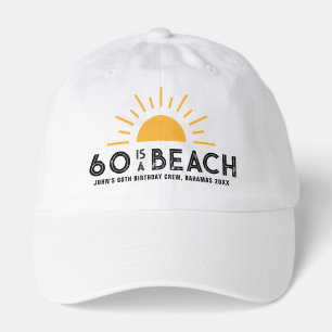 Retro Sunset Beach 60th 70th Birthday Crew Squad Hat