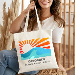 Retro Sunset Beach Custom Text Birthday Party Crew Tote Bag<br><div class="desc">Retro Sunset Beach Custom Text Birthday Party Crew Tote Bag</div>