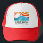 Retro Sunset Beach Custom Text Birthday Party Crew Trucker Hat<br><div class="desc">Retro Sunset Beach with Custom Text Birthday Crew Trucker Hat</div>