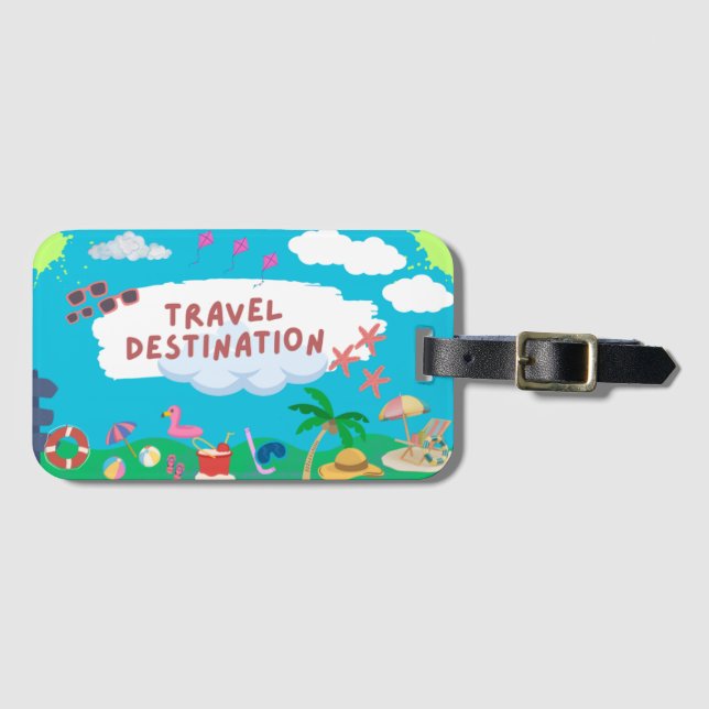 Retro Sunset Beach Luggage Tag (Front Horizontal)