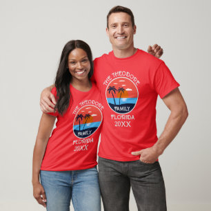 Retro Sunset Beach   Personalized Family Vacation T-Shirt