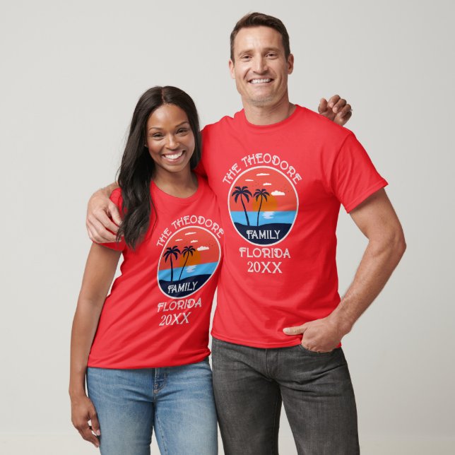 Retro Sunset Beach | Personalized Family Vacation T-Shirt (Unisex)