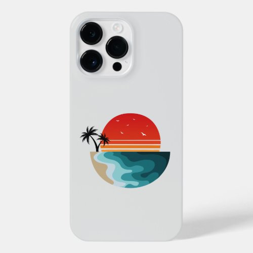 Retro Sunset Beach Shore iPhone 14 Pro Max Case