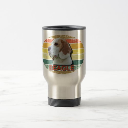 Retro Sunset Beagle Hound Dog  Travel Mug