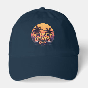 Retro Sunset Beats Only Palm Trees Vintage Hat