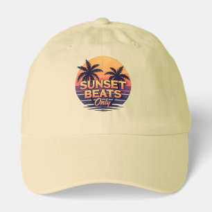 Retro Sunset Beats Only Palm Trees Vintage Hat