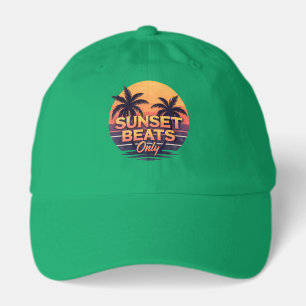 Retro Sunset Beats Only Palm Trees Vintage Hat