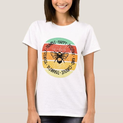 Retro Sunset Bee Positive T_Shirt