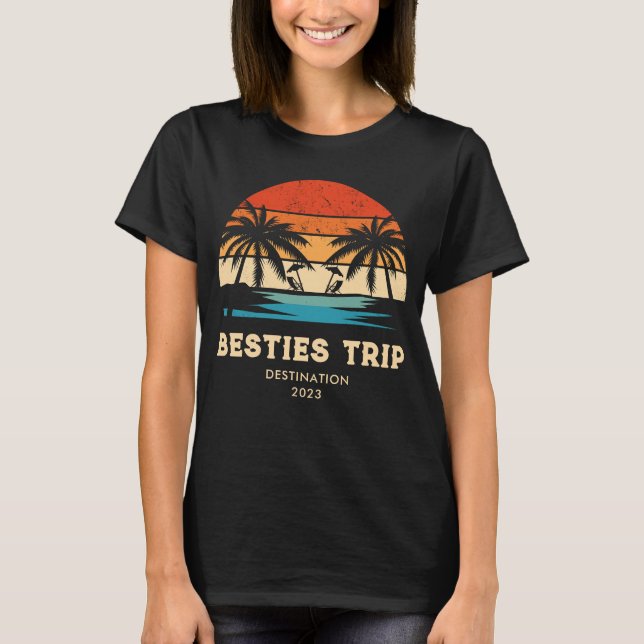 Retro sunset Besties Girls trip Matching T-Shirt (Front)