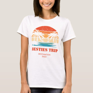 Retro sunset Besties Girls trip Matching T-Shirt