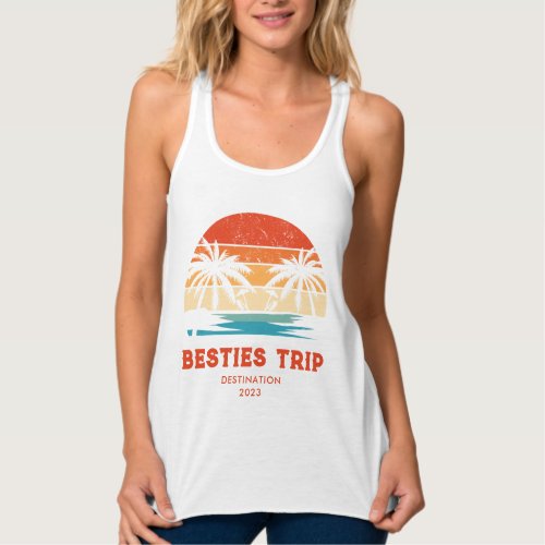 Retro sunset Besties Girls trip Matching Tank Top