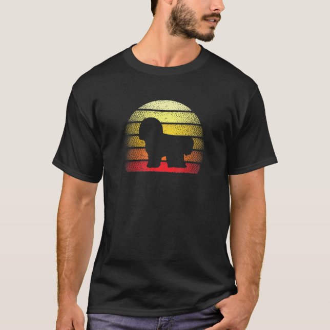 Retro Sunset Bichon Frise Dog Theme Design T-Shirt (Front)