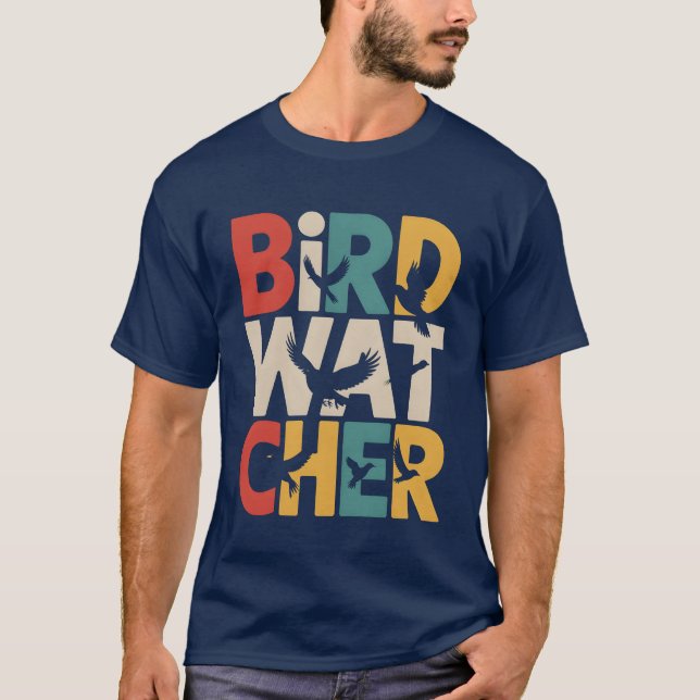 Retro Sunset Birding Birdwatcher Bird Lover family T-Shirt (Front)
