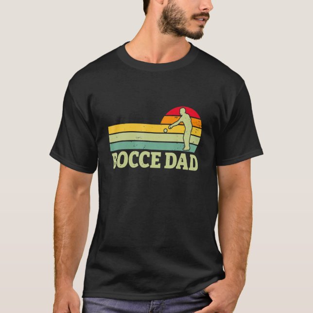 Retro Sunset Bocce Dad   Bocce Ball Player Fan T-Shirt (Front)