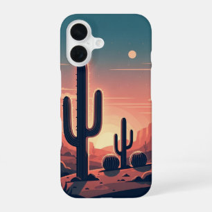 Retro Sunset Cacti iPhone 16 Case