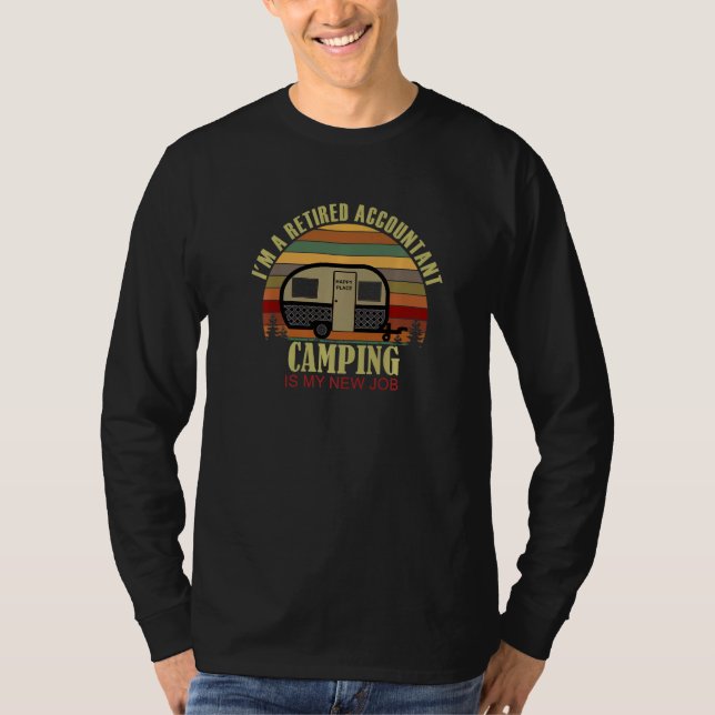 Retro Sunset Camper Retired ACCOUNTANT New Job Cam T-Shirt (Front)