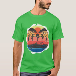 Retro Sunset Car Scene Design vintage funny T-Shirt