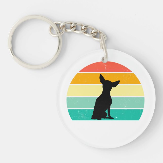 Retro Sunset Chihuahua   Keychain (Front)