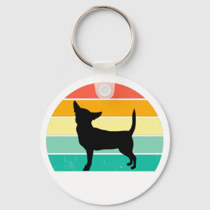 Retro Sunset Chihuahua       Keychain