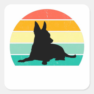 Retro Sunset Chihuahua Square Sticker