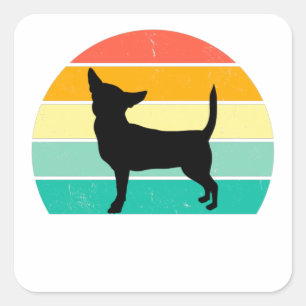 Retro Sunset Chihuahua Square Sticker