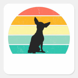 Retro Sunset Chihuahua Square Sticker