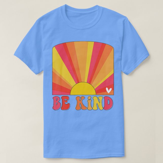 Retro Sunset Colors Be Kind  Inspirational Teacher T-Shirt (Design Front)