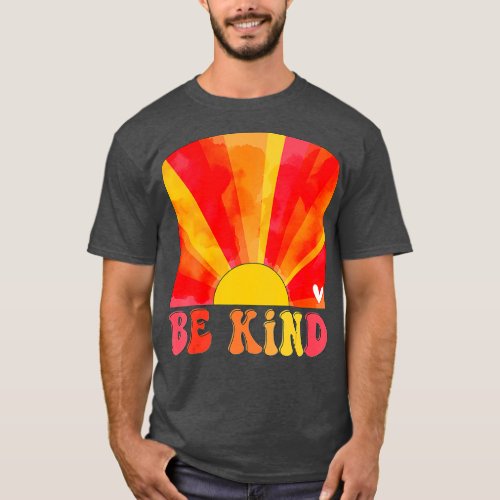 Retro Sunset Colors Be Kind  Inspirational Teacher T_Shirt