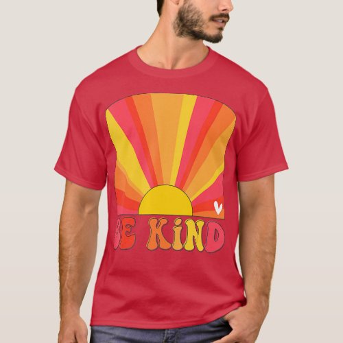 Retro Sunset Colors Be Kind  Inspirational Teacher T_Shirt