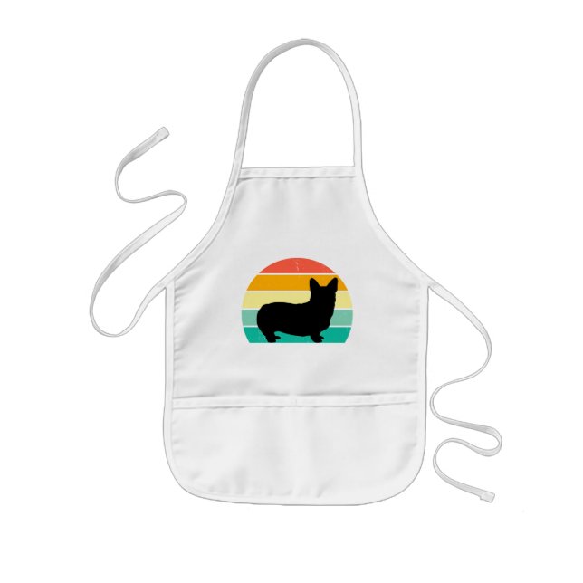 Retro Sunset Corgi  Kids' Apron (Front)